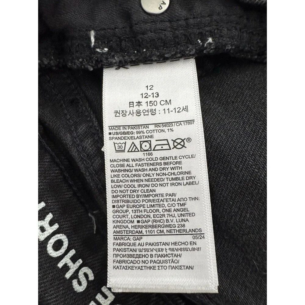 Gap Girls 12 Black Distressed Jean Shorts